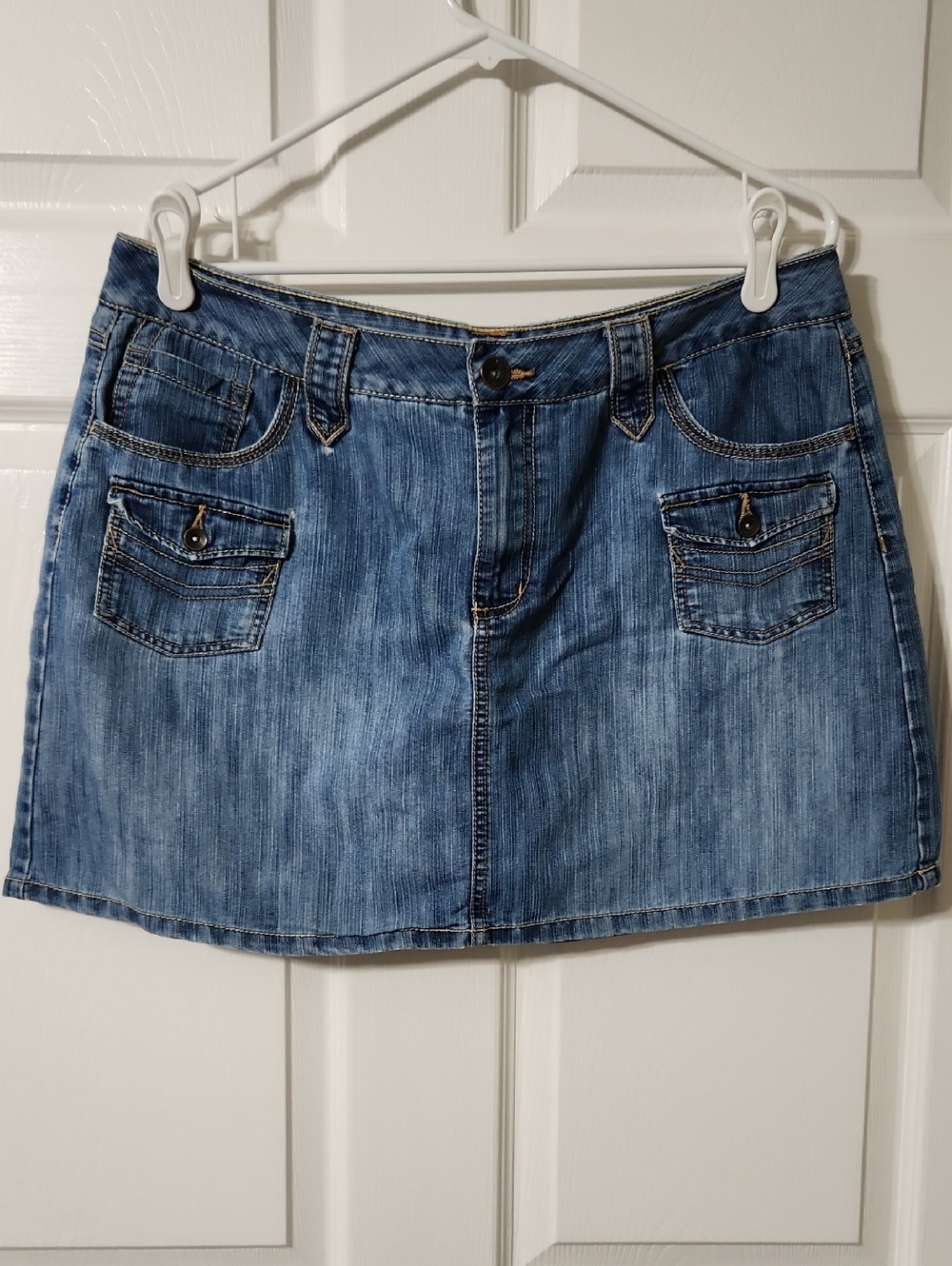 Faded Glory Blue Denim Mini Skorts, Size 14
